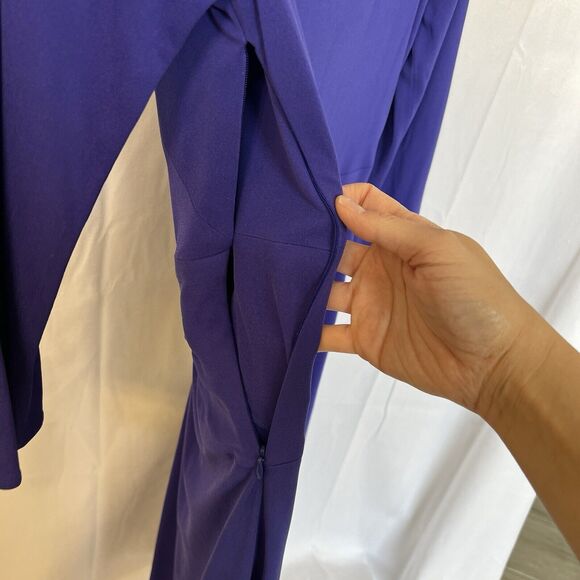 Issa London Purple 100% Silk Sheath Midi Dress Sz 6 3/4 Sleeve Cocktail Wedding - Picture 14 of 16